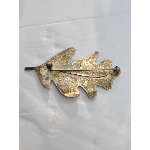 Vintage Silver-Plated Oak Leaf Brooch Pin - Picture 8 of 8